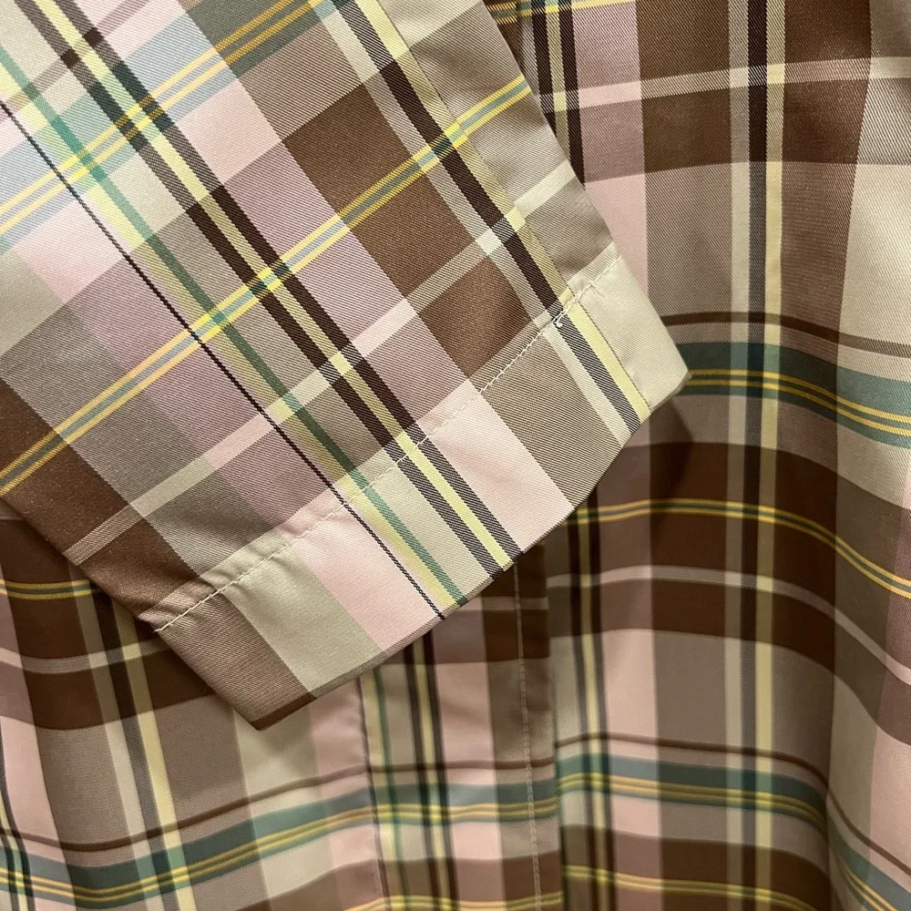 GAP Women's Trench Coat - Brown and Pink Plaid - Picture 8 of 16